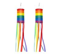 Rainbow Windsock Flag Pride Decoration 2pcs Hanging Garden Polyester | Vibrant Colours, Easy Hanging Design, Flies in Breeze, Suitable for Balconies, Patio Railings, Walls and Parties