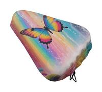Rainbow - Winged Butterfly by Falls Bike Seat Cushion Waterproof Bicycle Seat Cover with Drawstring Comfort Dustproof Rain Proof Protection Bike Seat for Outdoor Most Bicycles Mountain Road Bikes
