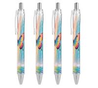 Rainbow - Winged Butterfly by Falls Black Ballpoint Pens Fine Point (0.5mm) Black Ink Pen Retractable Ball Point Pens with Comfortable Full Grip for Journaling, And Office Writing Ideal 4 PCS