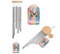 Rainbow - Winged Butterfly by Falls Wind Chimes for Outside Memorial Tuned Outdoor Windchimes Large Garden Decor Wind Chime with Melodious Sound for Mom Dad Grandma Home Garden Patio Decor