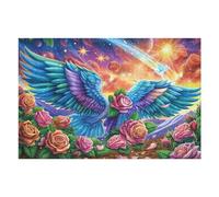 Rainbow Wings Angel Floral 1000 Piece Jigsaw Puzzle for All Ages Jigsaw Evening Wind Down Activity Challenging Fun Home Decor Stress Relief 1000 PCS