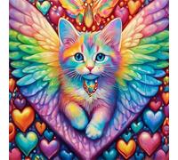 Rainbow Wings Cat 200 Piece Jigsaw Puzzles for Adults, Colourful, Fun, Challenging and Brainteasing Adults jigsaw puzzles 200 Pieces, Beautiful Decoration Puzzle