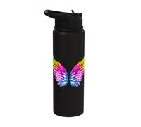 Rainbow Wings Pride LGBT Queer Angel Equality Ally LGBTQ Stainless Steel Insulated Water Bottle