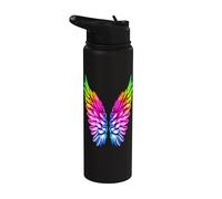 Rainbow Wings Pride LGBT Queer Angel Equality Ally LGBTQ Stainless Steel Insulated Water Bottle