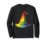 Rainbow Witch Hat Occult Halloween Wicca LGBTQ Long Sleeve T-Shirt