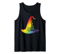 Rainbow Witch Hat Occult Halloween Wicca LGBTQ Tank Top