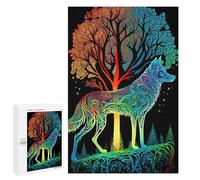 Rainbow Wolf And Trees Artwork - Adult Picture Puzzle, 1000 PCS, Year-End Present - for Quiet Evenings And Focused Play