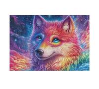 Rainbow Wolf in Starry Cosmic Sky 300 Piece Jigsaw Puzzle for Adults Teens Gaming Break Activity Mental Reset Colourful Design Great Gift for Gamers 300 PCS