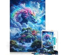 Rainbow Wolf in The Clouds Jigsaw Puzzles for Adults1000 Pieces Memory Boost Together Fun Image Assembly Art Collectible (38x26cm)