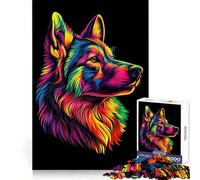 Rainbow Wolf Portrait Hard Jigsaw Puzzle for Adults 1000 Pieces Mind Challenge Toy Gentle Leisure Precise Cut Memorable Gift (50x75cm)