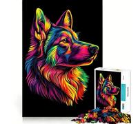 Rainbow Wolf Portrait Hard Jigsaw Puzzle for Adults 1000 Pieces Mind Challenge Toy Gentle Leisure Precise Cut Memorable Gift (50x75cm)