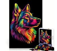 Rainbow Wolf Portrait Jigsaw Puzzles for Adults1000 Pieces Memory Gain Stress Relief Design Assembly Memorable Gift (38x52cm)
