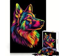 Rainbow Wolf Portrait Puzzles for Adults 1000 Puzzles Strengthen Memory Anxiety Relief Smooth Edge Warm Surprise (38x26cm)
