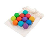 Rainbow Wooden Ball Set - Bright Multicolor Sphere Collection with Twelve Pieces, Practical Learning Game, Early Coordination Training Aid for