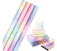 Rainbow Wrapping Paper Roll,4 Rolls Pastel Birthday Wrapping Paper,43cmx3M Colourful Gift Wrapping Paper for Birthday,Baby Shower,Party, Christmas,Festive Decorations(rainbows)