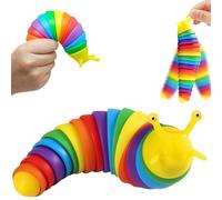 Rainbow Wriggly Slug Fidget Toy, 20cm Sensory Stress Relief for Kids & Adults, Click-Clack Sound, Bendy Jointed Design, Portable Tactile Fun