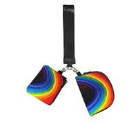 Rainbow Wristlet Keychain Wallet Pouch with Strap Double Zipper Small Coin Purse Portable Wrist Bag for Travel Gym Daily Use