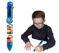 Rainbow Writer - Clown Fish Pen by Deluxebase. 8-in-1 Multicolour Retractable Ballpoint Pen with a Blue Glitter Barrel, Fun Novelty Kids Stationery, School Supplies or Party Bag Filler.