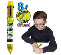 Rainbow Writer - Ring-Tailed Lemur Retractable Multicolour Ballpoint Pen. | 8 Colour Pen with Cute Animal Design. Smooth Ink Writing Pen and Fun Stationery Supplies from Deluxebase.