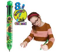 Rainbow Writer - Sloth Pen by Deluxebase. 8-in-1 Multicolour Retractable Ballpoint Pen with a Red Glitter Barrel, Fun Novelty Kids Stationery, School Supplies or Party Bag Filler.