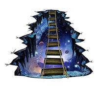 RAINBOW WSK 3D Galaxy Interstellar Space Suspension Bridge Floor Stickers, Multicolor, 2 Sheets, PVC/Vinyl, Sci-Fi Style, Sticker Decals, Indoor Use