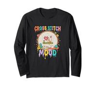Rainbow Yarn Cross Stitch Mood Cat Heart Long Sleeve T-Shirt