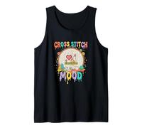 Rainbow Yarn Cross Stitch Mood Cat Heart Tank Top