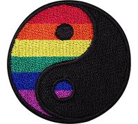 Rainbow Yin Yang Embroidered Iron Sew On Patch Symbol Sign Gay Pride Flag Badge