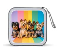 Rainbow Yorkshire Terrier Dog CD Case Portable DVD Storage Small CD Holder Organizer for Home Travel