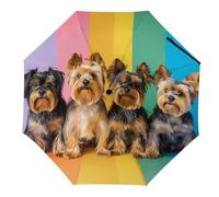 Rainbow Yorkshire Terrier Dog Three-fold Sun Umbrella Durable Automatic Folding Rain Umbrella Travel Umbrella Automatic