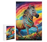 Rainbow Zebra in Paradise Adult Wooden Jigsaw, 1000 PCS - Creative Indoor Hobby - for A Rewarding Weekend Challenge