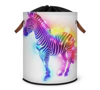 Rainbow Zebra Laundry Hamper Large Laundry Basket Foldable Clothe Hamper Storage Organizer Bin with Drawstring Lid Boxes for Bedroom Bathroom Room