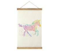 Rainbow Zebra Linen Hanging Painting Vintage Artwork Posters Print Picture for Living Room Office Decor
