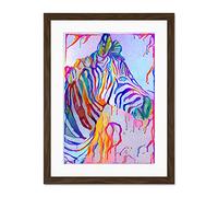 Rainbow Zebra Painting Large Art Print Poster Wall Decor 18x24 inch Supplied Ready To Hang With Included Mount Brackets