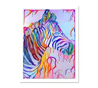 Rainbow Zebra Painting Large Framed Art Print Poster Wall Decor 18x24 inch