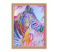 Rainbow Zebra Painting Large Framed Art Print Poster Wall Decor 18x24 inch