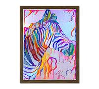 Rainbow Zebra Painting Large Framed Art Print Poster Wall Decor 18x24 inch