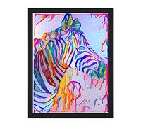 Rainbow Zebra Painting Large Framed Art Print Poster Wall Decor 18x24 inch