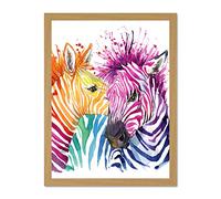 Rainbow Zebra Painting Large Framed Art Print Wall Poster 18x24 inch