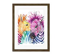 Rainbow Zebra Painting Large Framed Art Print Wall Poster 18x24 inch
