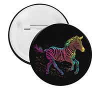 Rainbow Zebra Pin Badge Metal Circle Shape 2.3 Inches Button Pinback for Backpack Wedding