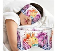 Rainbow Zebra, Sleep Mask for Home Travel, Full Eye Covers Light Blocking Eye Mask Sleep Eye and Ear Muffs