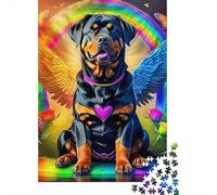 Rainbow提示词1 Rottweiler Jigsaw Puzzle 1000 Pieces for Adults paper Material Educational提示词2 Angel Dog Puzzle Brain Training Home Decor 70x50cm/1000pcs