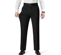 RainbowDate Mens Stretch Dress Pants with Expandable Waist 3 Fits: Slim Fit/Classic Straight/Big & Tall, Black Stretch, 42W x 34L