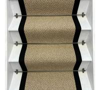 RainbowHome Andes Beige Stair Runner With 100% Black Cotton Border | Size: 50 cm x 700 cm RainbowHome Beige 50 cm x 700 cm