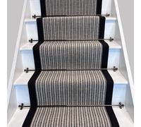 RainbowHome Devonian Stripe Raleigh Wool Stair Runner With 100% Cotton Black Border 65 650