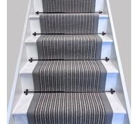 RainbowHome Devonian Stripe Raleigh Wool Stair Runner With 100% Cotton Grey Border in Dark Navy | Size: 60 cm x 650 cm RainbowHome Dark Navy 60 cm x 650 cm