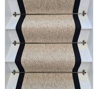 RainbowHome Herringbone Berber Beige Stain Free Stair Runner With 100% Black Cotton Border | Size: 15 cm x 20 cm RainbowHome Beige 15 cm x 20 cm