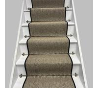 RainbowHome Herringbone Java Beige Stair Runner With 100% Pure Wool Edge 55 600