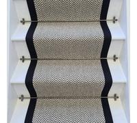 RainbowHome Herringbone Java Stair Runner With 100% Cotton Black Border 65 600
